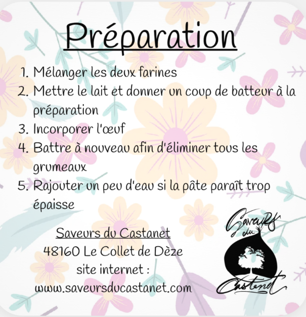 Idée recette - Crêpes à la Farine de Châtaigne (sans gluten)